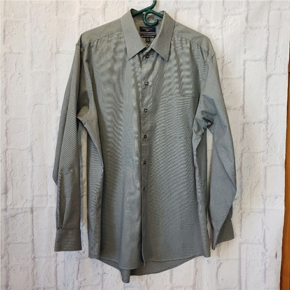 DOCKERS Classic Gray Button-Down Shirt Career Wear Large 16-16.5